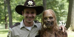rick and zombie smiling